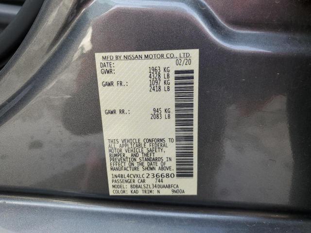 1N4BL4CVXLC236680 - 2020 NISSAN ALTIMA SR GRAY photo 12