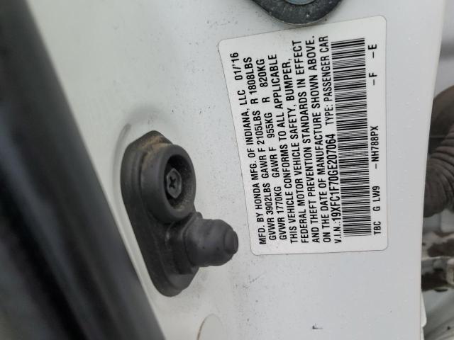 19XFC1F70GE207064 - 2016 HONDA CIVIC EXL Սպիտակ լուսանկար 12