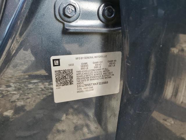 1G1ZB5STXKF111668 - 2019 CHEVROLET MALIBU LS Gri fotoğraf 12