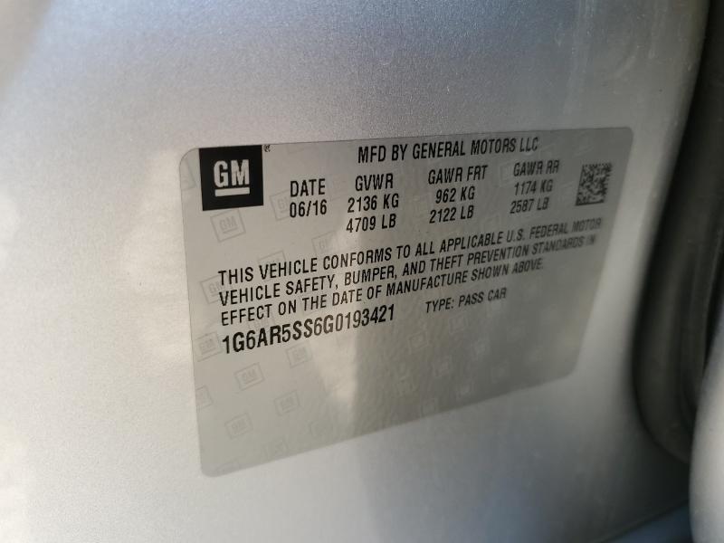 1G6AR5SS6G0193421 - 2016 CADILLAC CTS LUXURY COLLECTION SILVER photo 12