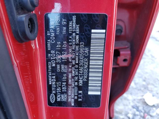 KMHCT4AE3GU059693 - 2016 HYUNDAI ACCENT SE RED photo 12