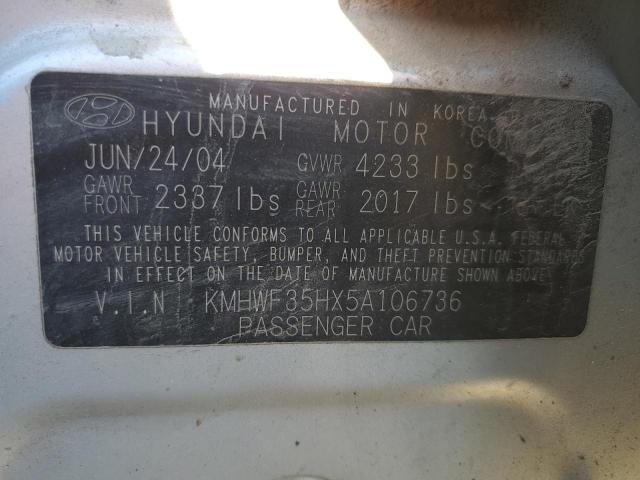 KMHWF35HX5A106736 - 2005 HYUNDAI SONATA GLS SILVER photo 13