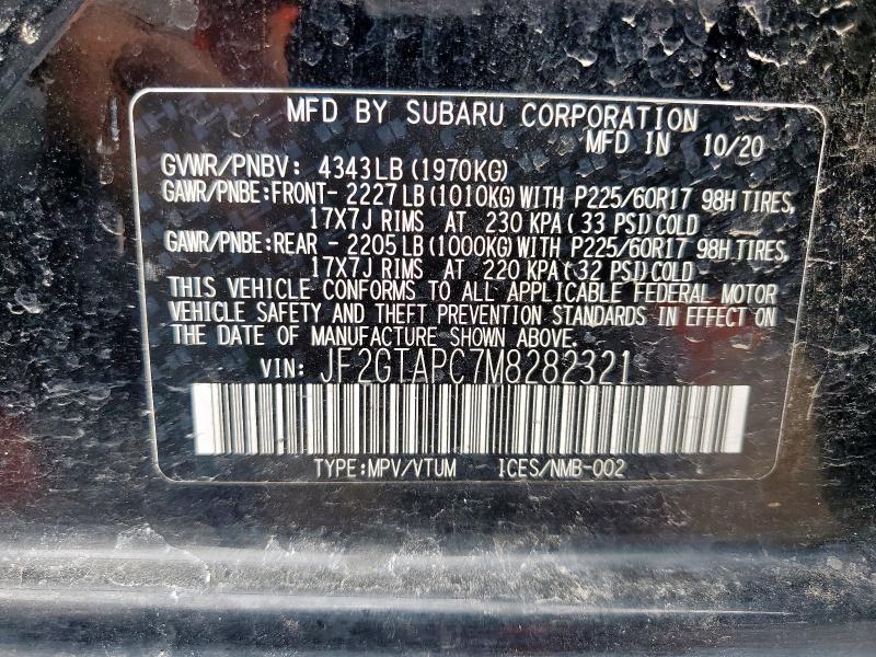 JF2GTAPC7M8282321 - 2021 SUBARU CROSSTREK PREMIUM Schwarz Foto 12