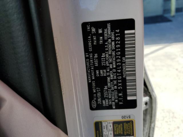 5XXGT4L39JG192814 - 2018 KIA OPTIMA LX WHITE photo 13