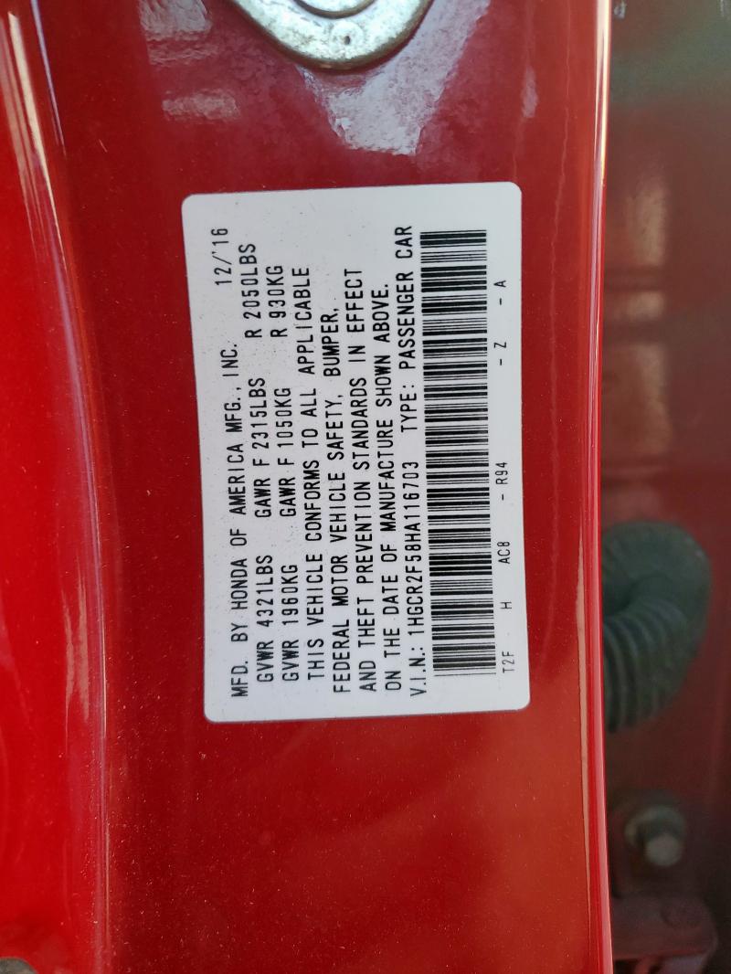 1HGCR2F58HA116703 - 2017 HONDA ACCORD SPORT 红色 照片 13