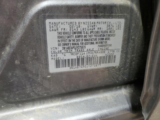 3N1AB7AP0JY275879 - 2018 NISSAN SENTRA S GRAY photo 13