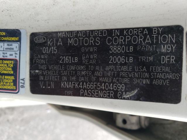 KNAFK4A66F5404699 - 2015 KIA FORTE LX CREAM photo 12