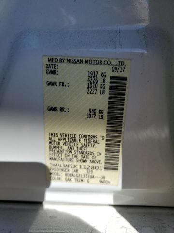 1N4AL3AP2JC112801 - 2018 NISSAN ALTIMA 2.5 WHITE photo 12