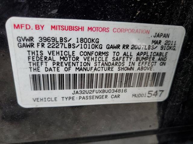 JA32U2FUXBU034816 - 2011 MITSUBISHI LANCER ES/ES SPORT BLACK photo 12