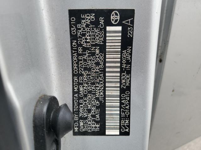 JTDKN3DU5A1184582 - 2010 TOYOTA PRIUS 银色 照片 12