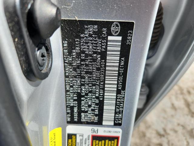 4T4BF1FK1DR335404 - 2013 TOYOTA CAMRY L SILVER photo 12