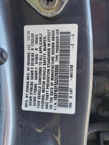 19XFB2F55DE293555 - 2013 HONDA CIVIC LX GRAY photo 12
