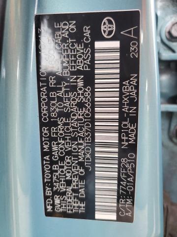 JTDKDTB37D1056586 - 2013 TOYOTA PRIUS C TURQUOISE photo 12