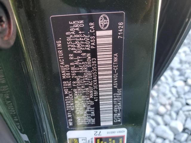 4T1BF3EK8AU535263 - 2010 TOYOTA CAMRY BASE أخضر صورة 13