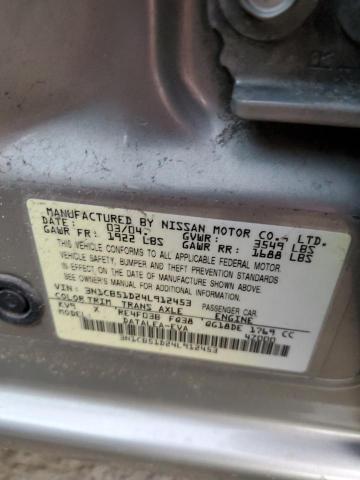 3N1CB51D24L912453 - 2004 NISSAN SENTRA 1.8 GRAY photo 12