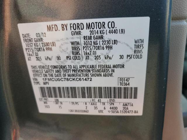 1FMCU0C78CKC61472 - 2012 FORD ESCAPE XLS BLUE photo 13