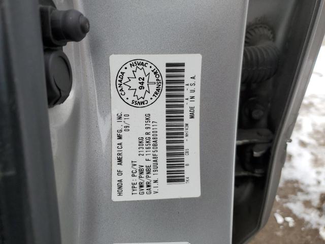 19UUA8F50BA800117 - 2011 ACURA TL SILVER photo 12