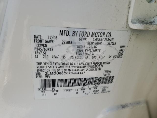 2LMDU88C67BJ04147 - 2007 LINCOLN MKX WHITE photo 13