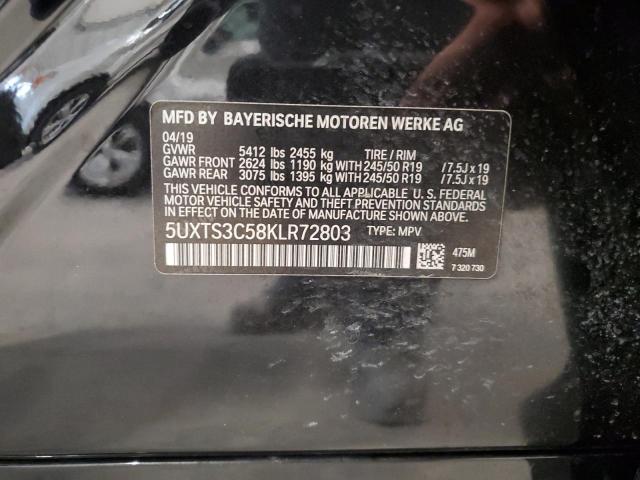 5UXTS3C58KLR72803 - 2019 BMW X3 XDRIVEM40I BLACK photo 13