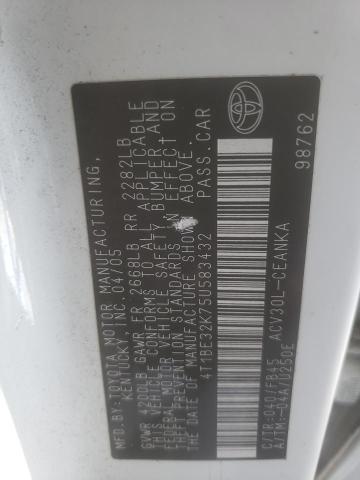 4T1BE32K75U583432 - 2005 TOYOTA CAMRY LE WHITE photo 12