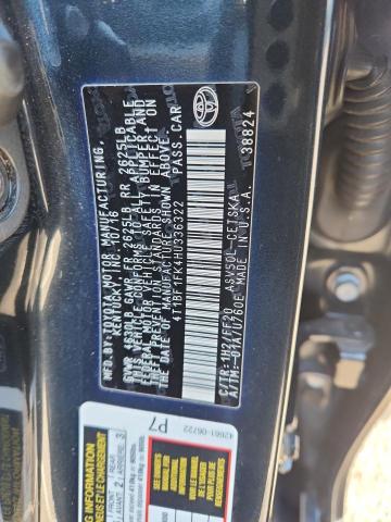 4T1BF1FK4HU336322 - 2017 TOYOTA CAMRY LE BLUE photo 12