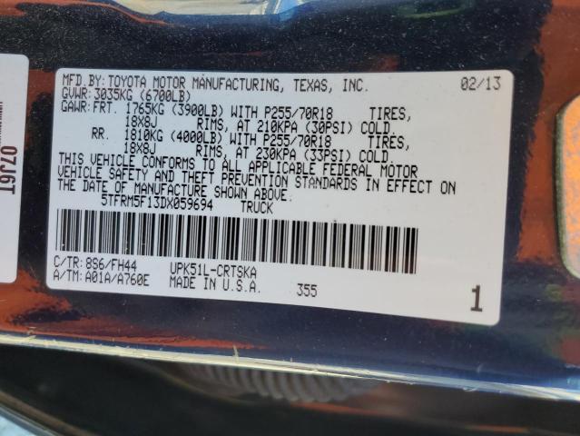 5TFRM5F13DX059694 - 2013 TOYOTA TUNDRA DOUBLE CAB SR5 BLUE photo 12