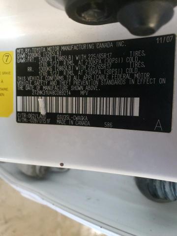 2T2HK31U48C089214 - 2008 LEXUS RX 350 WHITE photo 13