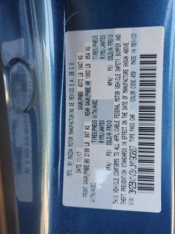 3MZBN1V3XJM190887 - 2018 MAZDA 3 TOURING Көк фото 12