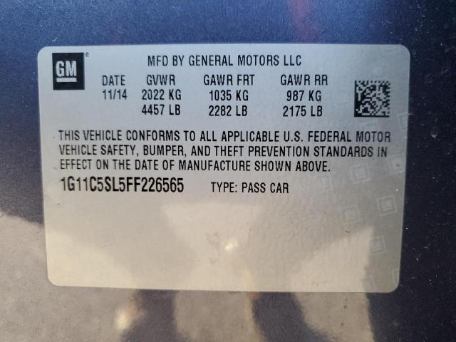 1G11C5SL5FF226565 - 2015 CHEVROLET MALIBU 1LT 蓝色 照片 12