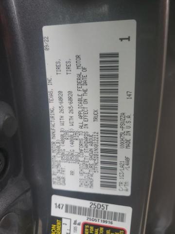 5TFNC5DB1NX012212 - 2022 TOYOTA TUNDRA CREWMAX PLATINUM Grau Foto 12