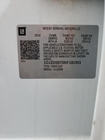 1G1ZD5ST0KF181951 - 2019 CHEVROLET MALIBU LT Ağ foto 13