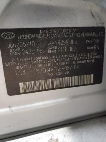 5NPEB4AC8BH087104 - 2011 HYUNDAI SONATA GLS SILVER photo 12