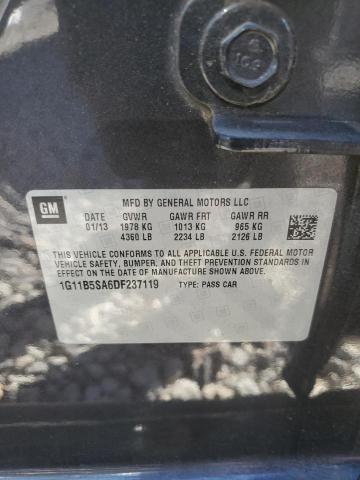 1G11B5SA6DF237119 - 2013 CHEVROLET MALIBU LS ნაცრისფერი ფოტო 12