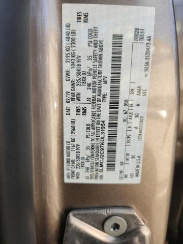 5LMCJ2C97KUL31954 - 2019 LINCOLN MKC SELECT أسمر صورة 12