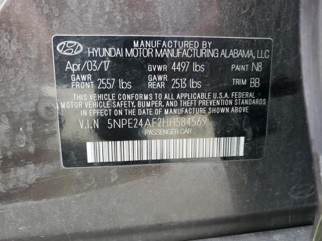 5NPE24AF2HH584569 - 2017 HYUNDAI SONATA SE GRAY photo 12