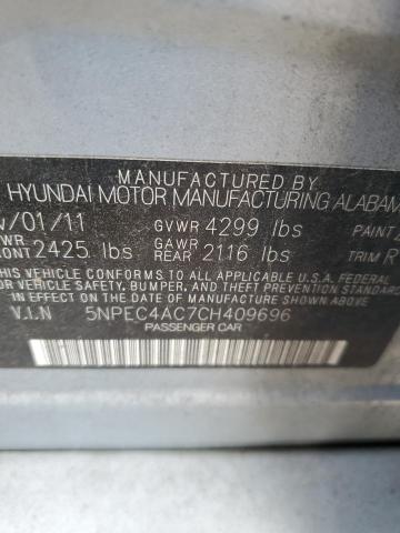 5NPEC4AC7CH409696 - 2012 HYUNDAI SONATA SE BLUE photo 12