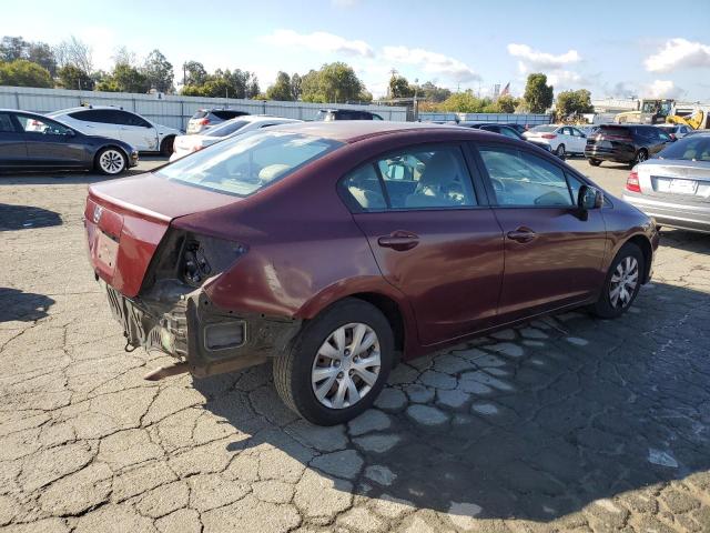 2HGFB2F59CH552908 - 2012 HONDA CIVIC LX MAROON photo 3