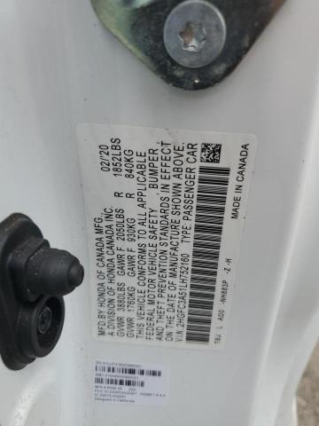 2HGFC3A51LH752160 - 2020 HONDA CIVIC SI WHITE photo 12