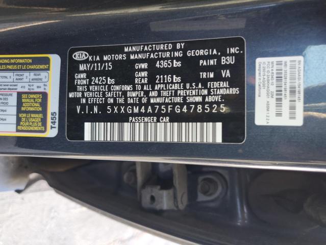 5XXGM4A75FG478525 - 2015 KIA OPTIMA LX 灰色 照片 12