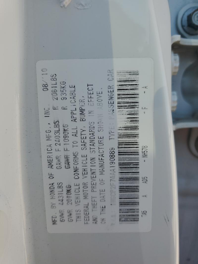 1HGCP2F74AA190889 - 2010 HONDA ACCORD EX 白色 照片 13