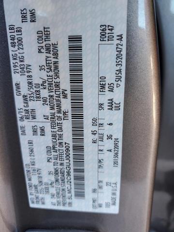 5LMCJ2C96GUJ00907 - 2016 LINCOLN MKC SELECT 银色 照片 12