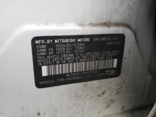 ML32A3HJ7HH005068 - 2017 MITSUBISHI MIRAGE ES WHITE photo 12