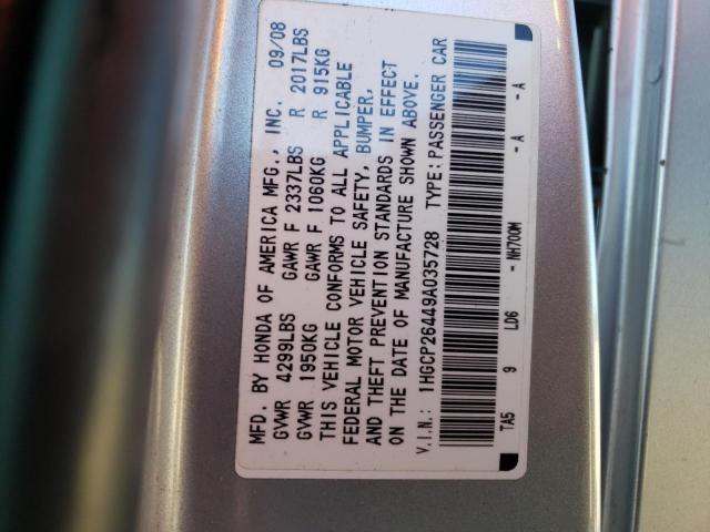 1HGCP26449A035728 - 2009 HONDA ACCORD LXP SILVER photo 13