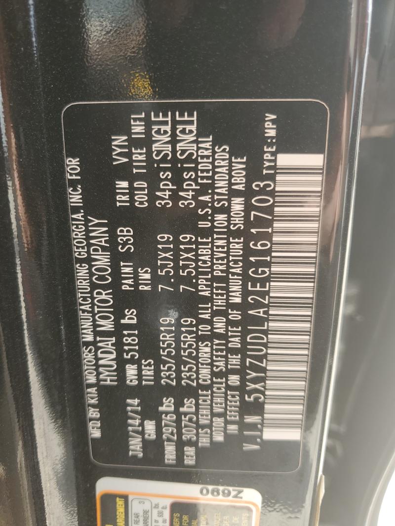 5XYZUDLA2EG161703 - 2014 HYUNDAI SANTA FE S Siyah fotoğraf 13