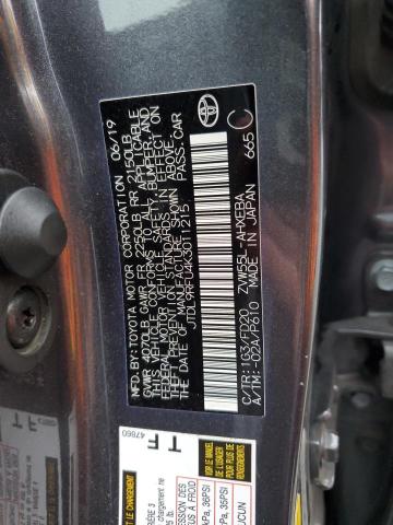 JTDL9RFU4K3011215 - 2019 TOYOTA PRIUS 灰色 照片 12