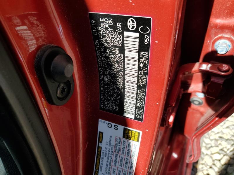 JTDEPRAEXLJ003762 - 2020 TOYOTA COROLLA LE 红色 照片 12