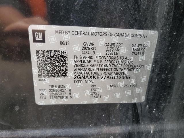 2GNAXKEV7K6112005 - 2019 CHEVROLET EQUINOX LT 黑色 照片 13