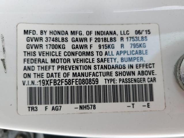 19XFB2F58FE080859 - 2015 HONDA CIVIC LX WHITE photo 13