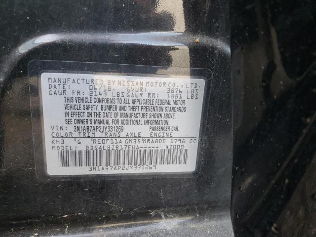 3N1AB7AP2JY331269 - 2018 NISSAN SENTRA S 黑色 照片 12