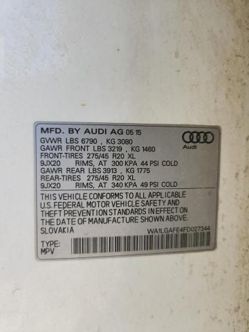 WA1LGAFE4FD027344 - 2015 AUDI Q7 PREMIUM PLUS أبيض صورة 14